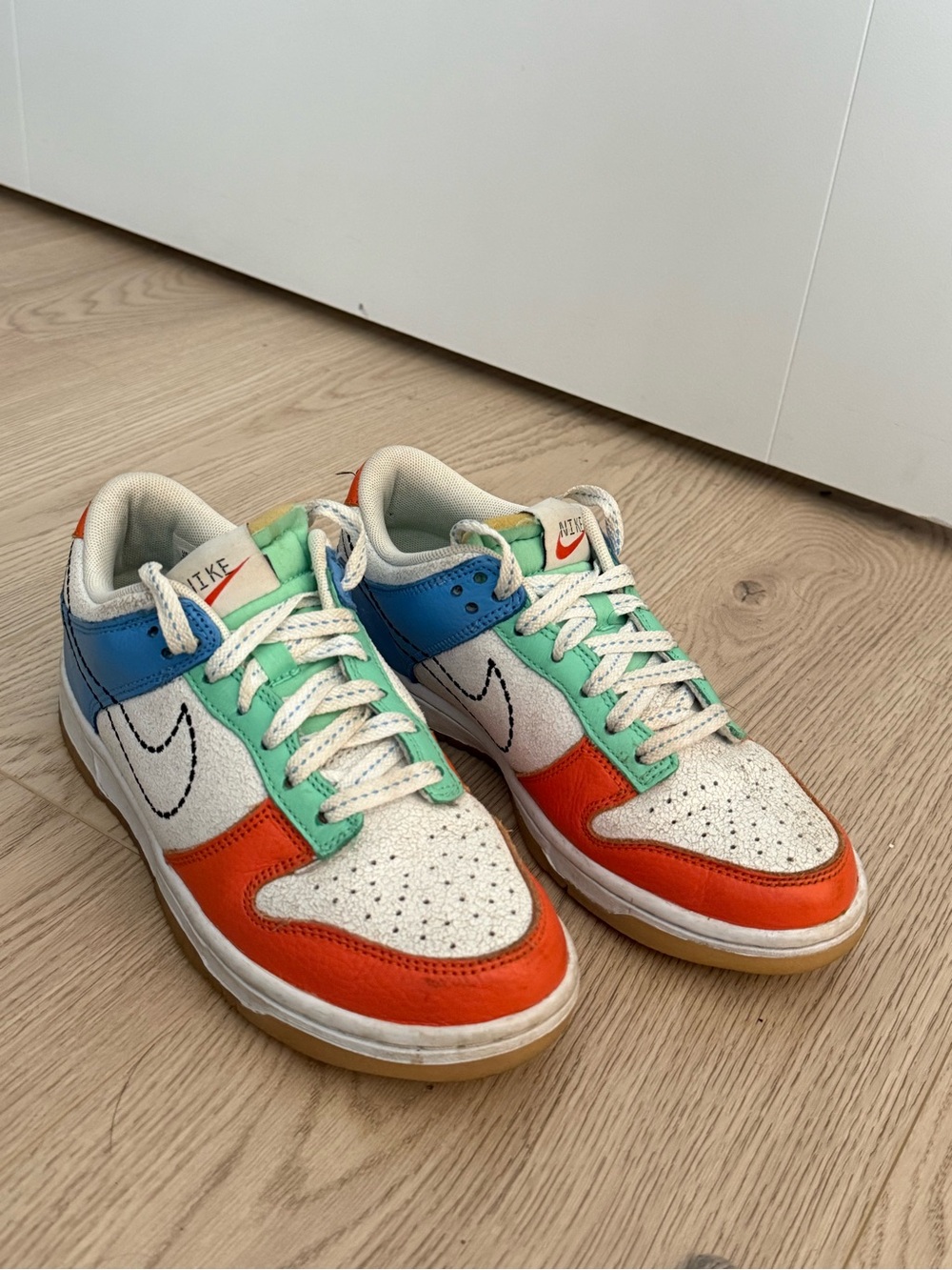 Nike Dunks in Orange, Blue & Mint